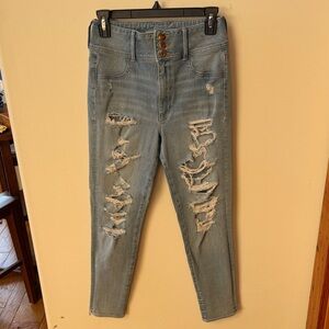 American Eagle Super High-Rise Distressed Light Blue Women's Jeggings